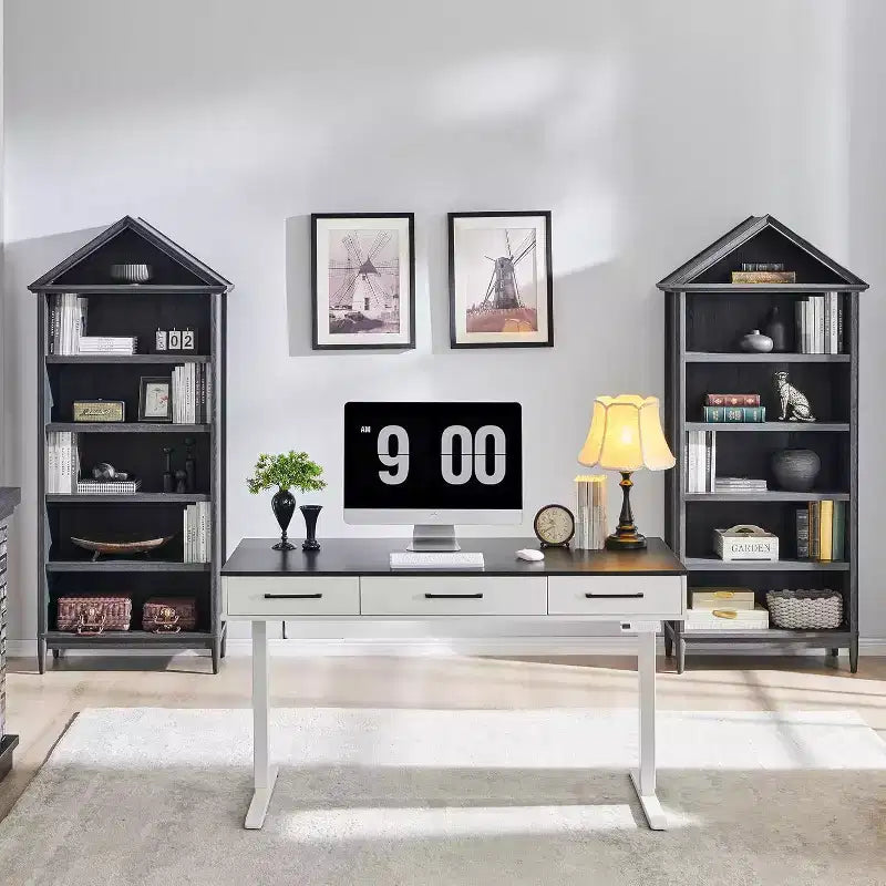 Bookshelf with Adjustable Shelves, 75.9 Tall Wide Bookshelf with Storage, 5 Tiers Open Shelves Bookcase with Triangular Top