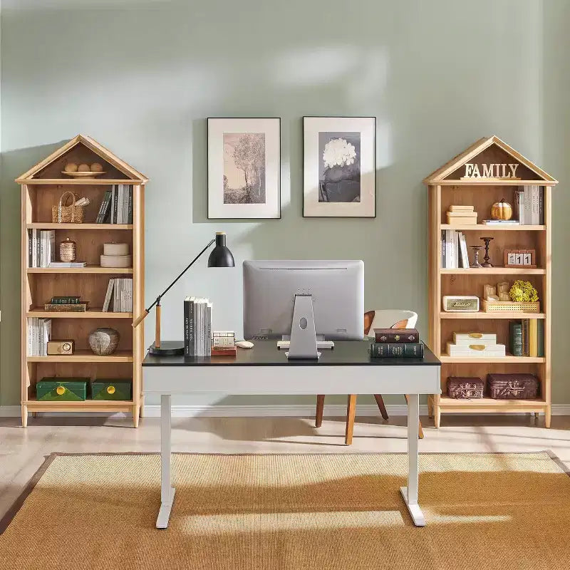 Bookshelf with Adjustable Shelves, 75.9 Tall Wide Bookshelf with Storage, 5 Tiers Open Shelves Bookcase with Triangular Top
