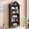 Bookshelf with Adjustable Shelves, 75.9 Tall Wide Bookshelf with Storage, 5 Tiers Open Shelves Bookcase with Triangular Top