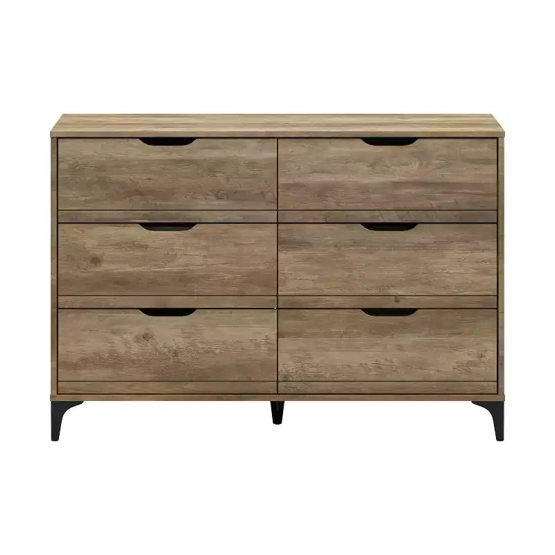 Galano Lilay 6 Drawer Dresser (Interlock) - Knotty Oak