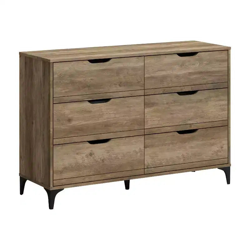 Galano Lilay 6 Drawer Dresser (Interlock) - Knotty Oak