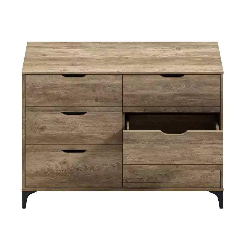 Galano Lilay 6 Drawer Dresser (Interlock) - Knotty Oak