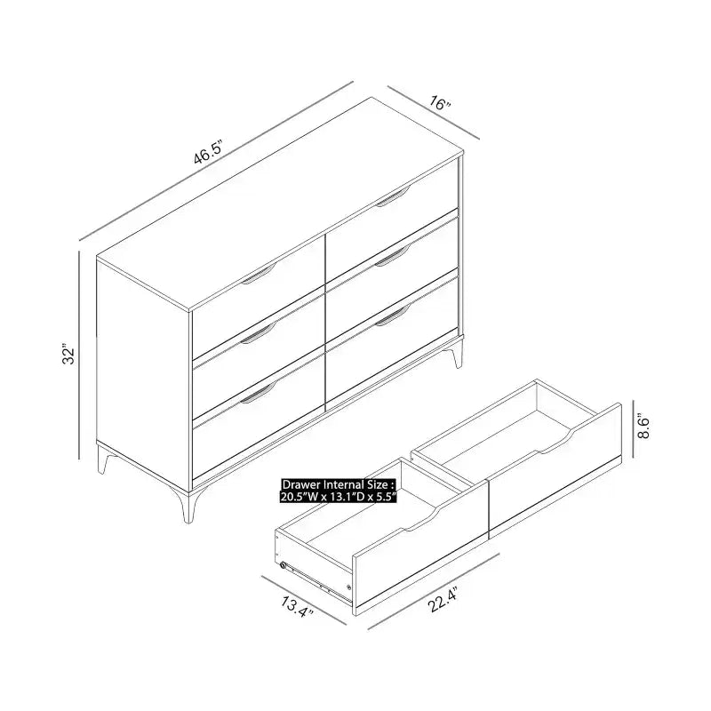 Galano Lilay 6 Drawer Dresser (Interlock) - Knotty Oak