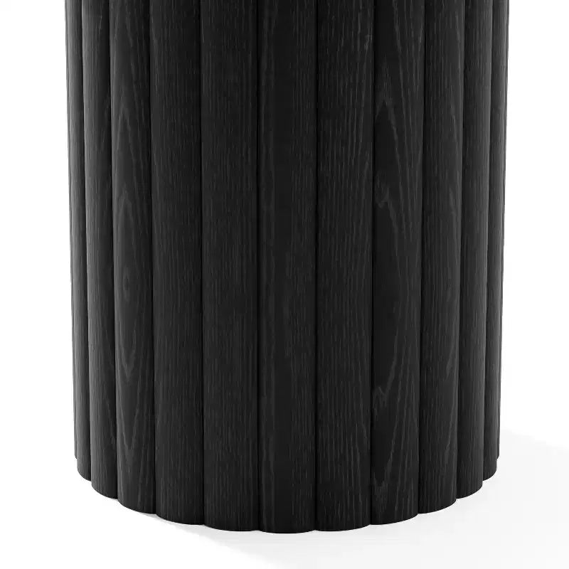PexFix 52 Wood Round Dining Table Kitchen Table for 4-6 with Arc-Shaped Edge Top & Textured Pedestal for Living/Dining Room Coffee Office Black