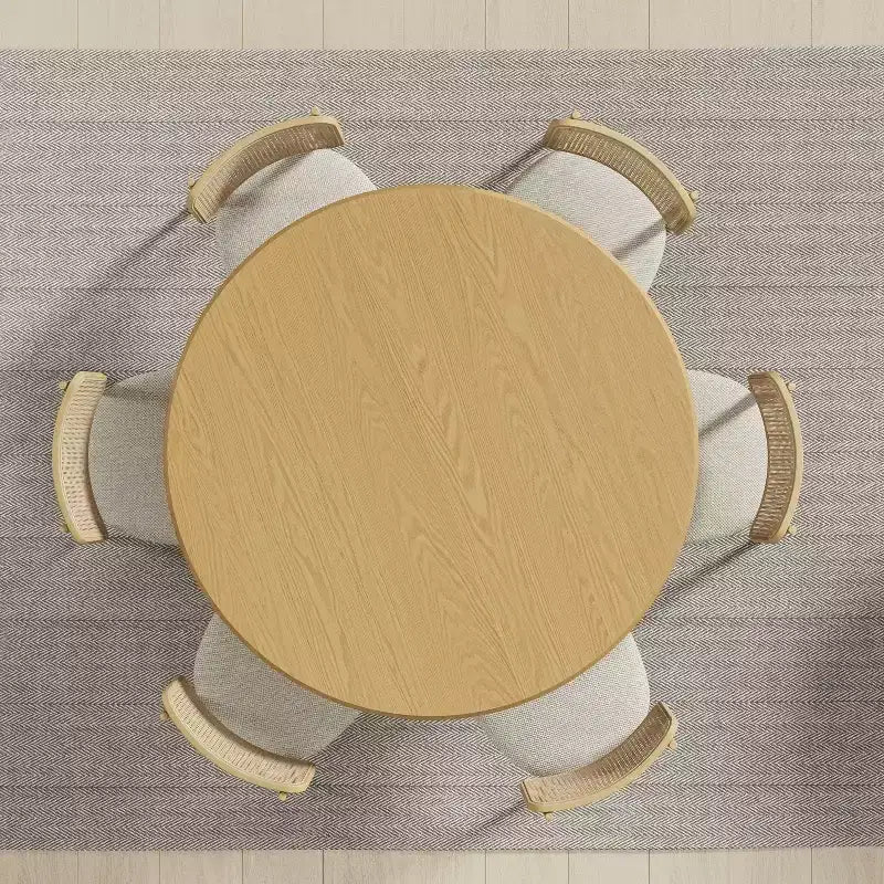 PexFix 52 Wood Round Dining Table Kitchen Table for 4-6 with Arc-Shaped Edge Top & Fluted Pedestal for Living/Dining Room Coffee Office Natural