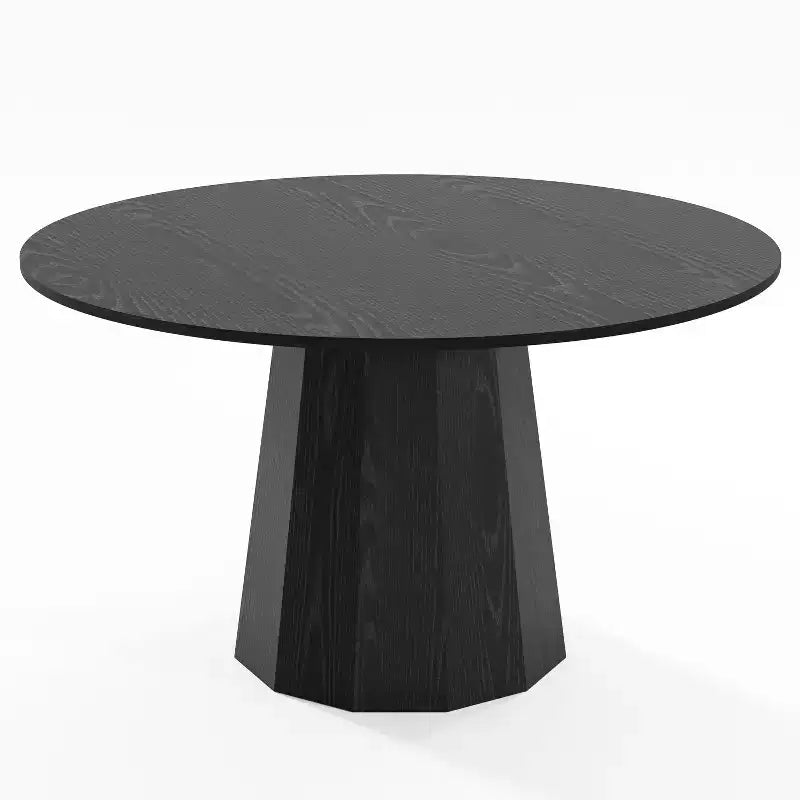 PexFix 52 in.H Solid Wood Round Dining Table Kitchen Table for 4-6 with Tabletop and Tapered Base for Living/Dining Room Coffee Office in Black
