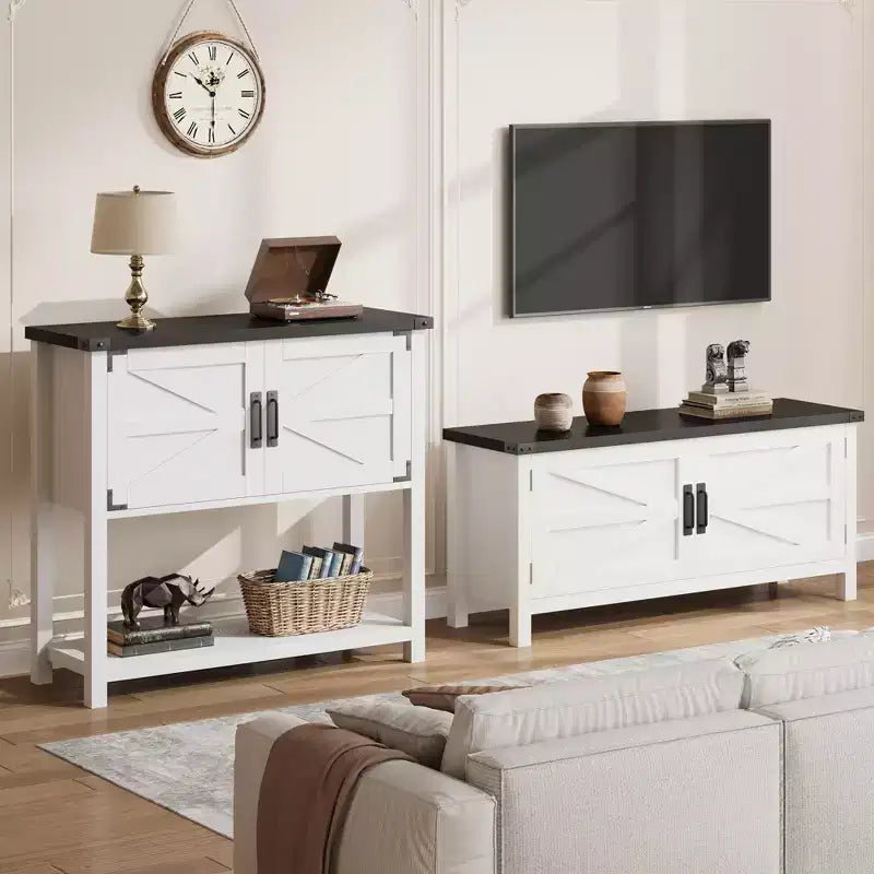 Farmhouse Buffet Sideboard with 2-Door Cabinet and Shelf Wood Console Table with Storage for Kitchen, Hallway, Dining