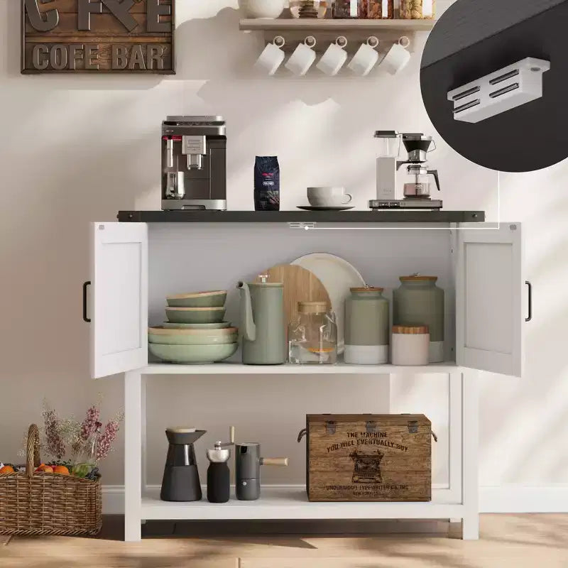 Farmhouse Buffet Sideboard with 2-Door Cabinet and Shelf Wood Console Table with Storage for Kitchen, Hallway, Dining