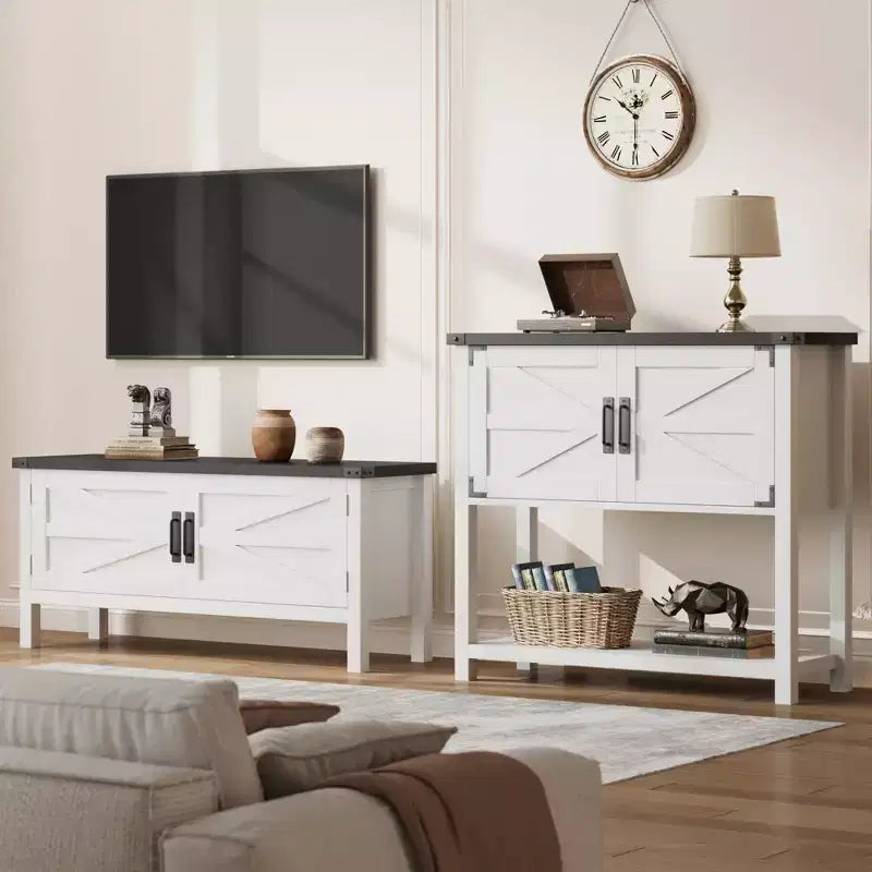 Farmhouse Buffet Sideboard with 2-Door Cabinet and Shelf Wood Console Table with Storage for Kitchen, Hallway, Dining