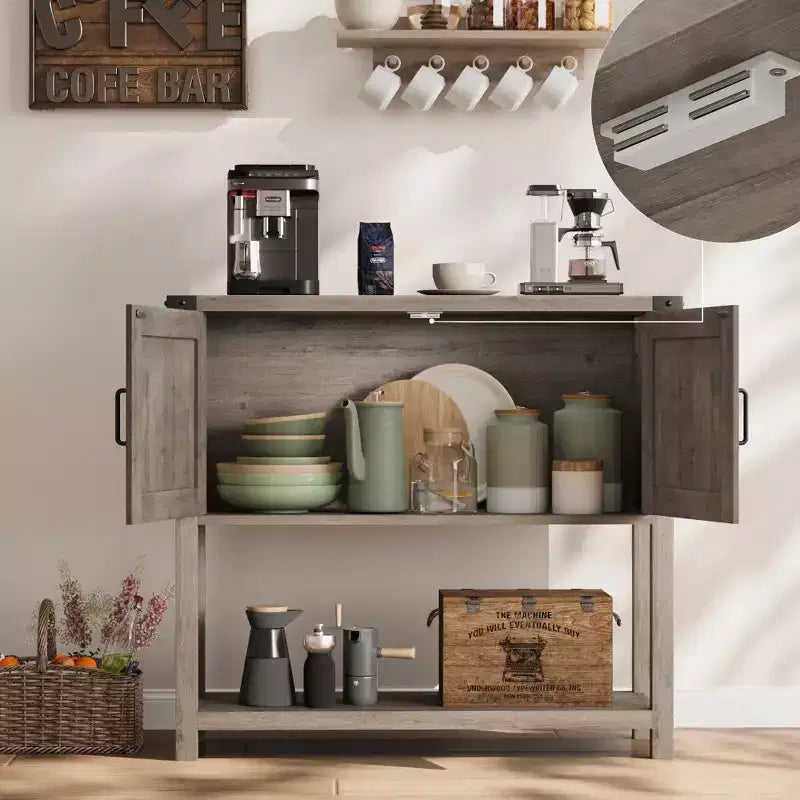 Farmhouse Buffet Sideboard with 2-Door Cabinet and Shelf Wood Console Table with Storage for Kitchen, Hallway, Dining