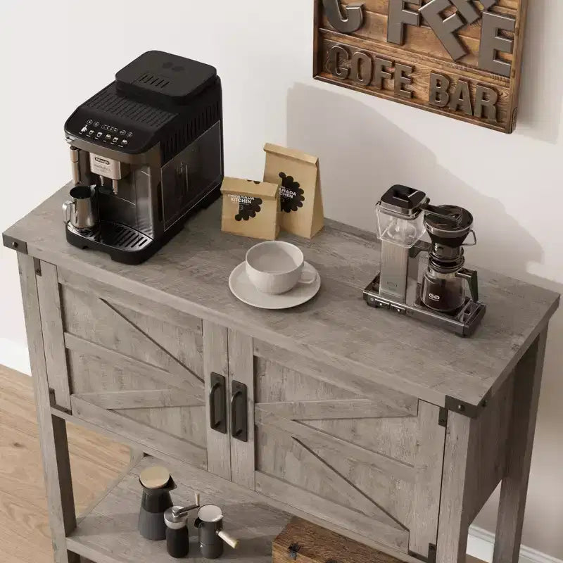 Farmhouse Buffet Sideboard with 2-Door Cabinet and Shelf Wood Console Table with Storage for Kitchen, Hallway, Dining