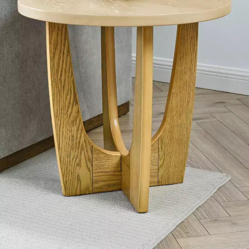 25-Inch Round End Table with Cross-Leg Design, Mid-Century Modern Wooden Side Table for Living Room, Reception, or Bedroom