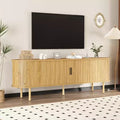 70 TV Stand with Sliding Doors and Storage For 80 Inch TVs, Wooden Media Console , Modern Entertainment Center for Living Room