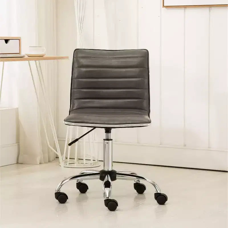 Okak Adjustable Air-Lift Office Chair, Ergonomic Desk Chair with Chromel Metal Base, 360 Swivel Chair for Study, Reading Room