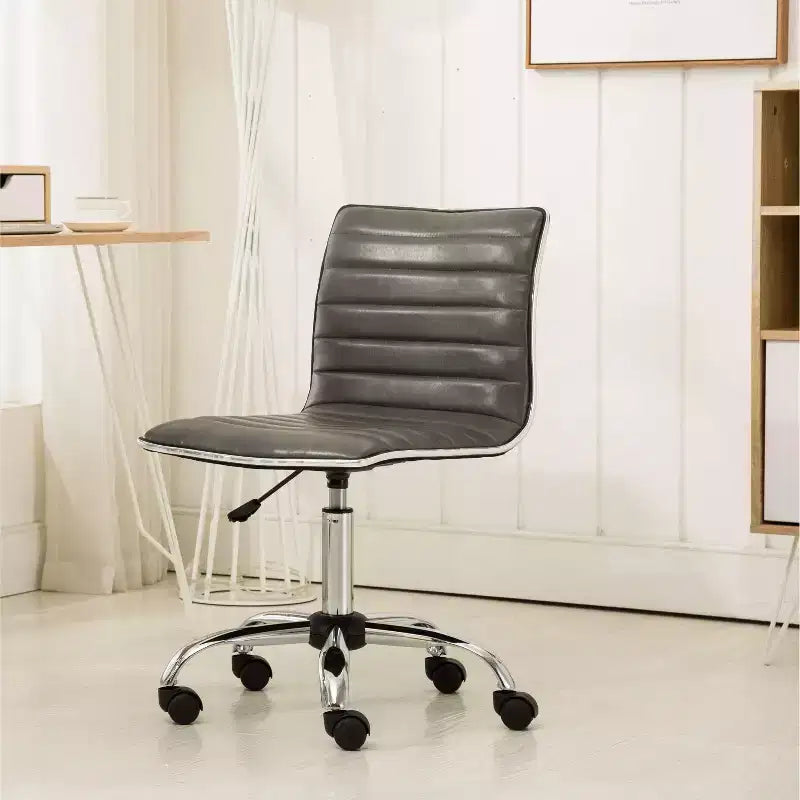 Okak Adjustable Air-Lift Office Chair, Ergonomic Desk Chair with Chromel Metal Base, 360 Swivel Chair for Study, Reading Room