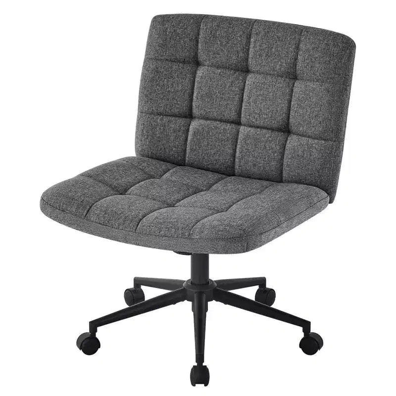 Okak 360 Swivel Home Office Desk Chairs, Armless Computer Chair with Adjustable Height and Wheels, Comfy Chair for Study, Reading Room