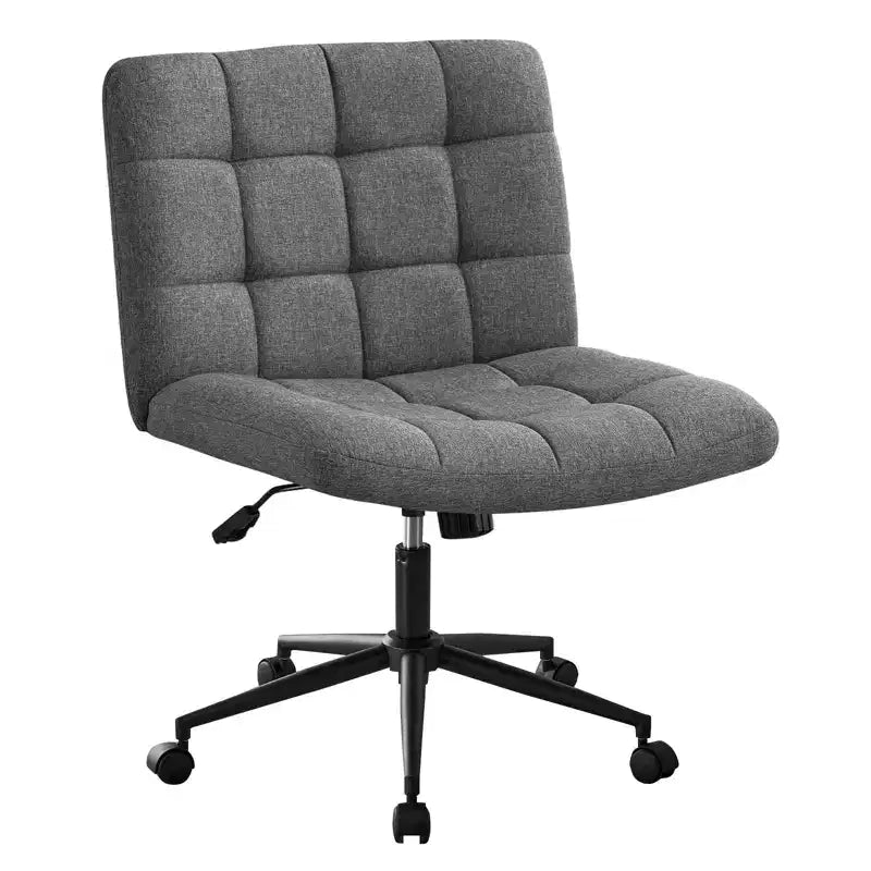 Okak 360 Swivel Home Office Desk Chairs, Armless Computer Chair with Adjustable Height and Wheels, Comfy Chair for Study, Reading Room