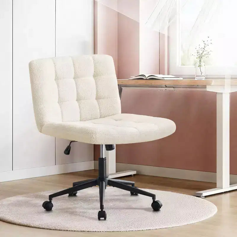 Okak 360 Swivel Home Office Desk Chairs, Armless Computer Chair with Adjustable Height and Wheels, Comfy Chair for Study, Reading Room