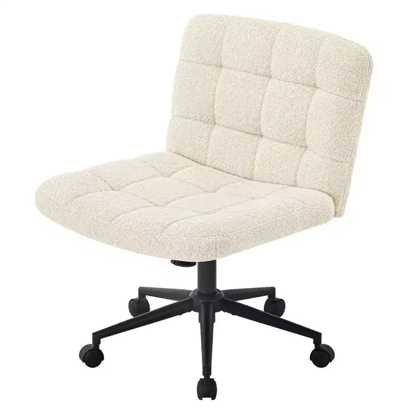 Okak 360 Swivel Home Office Desk Chairs, Armless Computer Chair with Adjustable Height and Wheels, Comfy Chair for Study, Reading Room