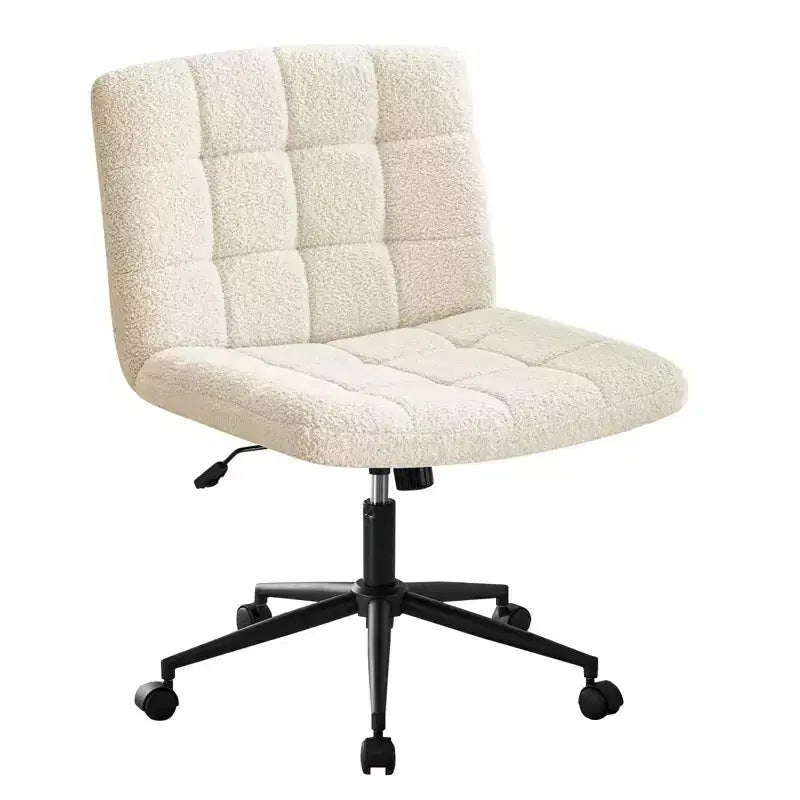 Okak 360 Swivel Home Office Desk Chairs, Armless Computer Chair with Adjustable Height and Wheels, Comfy Chair for Study, Reading Room