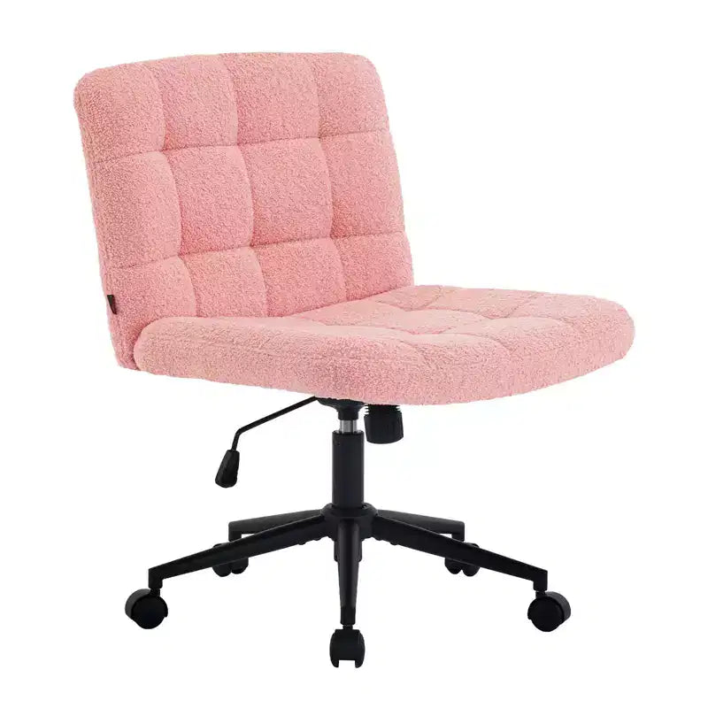 Okak 360 Swivel Home Office Desk Chairs, Armless Computer Chair with Adjustable Height and Wheels, Comfy Chair for Study, Reading Room