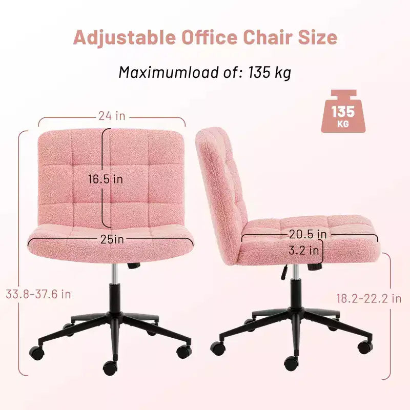 Okak 360 Swivel Home Office Desk Chairs, Armless Computer Chair with Adjustable Height and Wheels, Comfy Chair for Study, Reading Room
