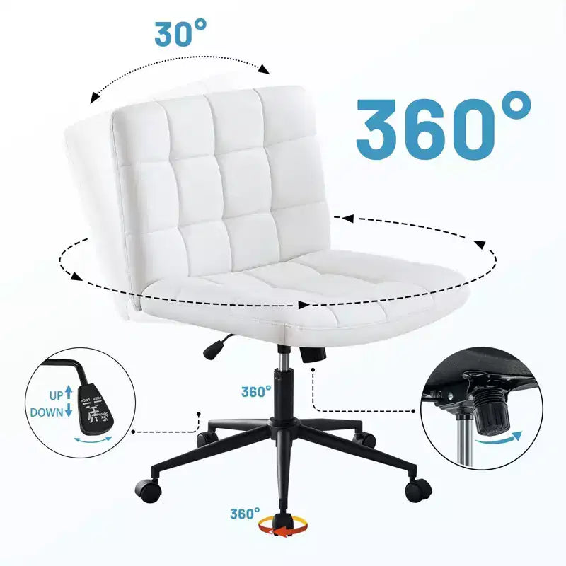 Okak 360 Swivel Home Office Desk Chairs, Armless Computer Chair with Adjustable Height and Wheels, Comfy Chair for Study, Reading Room
