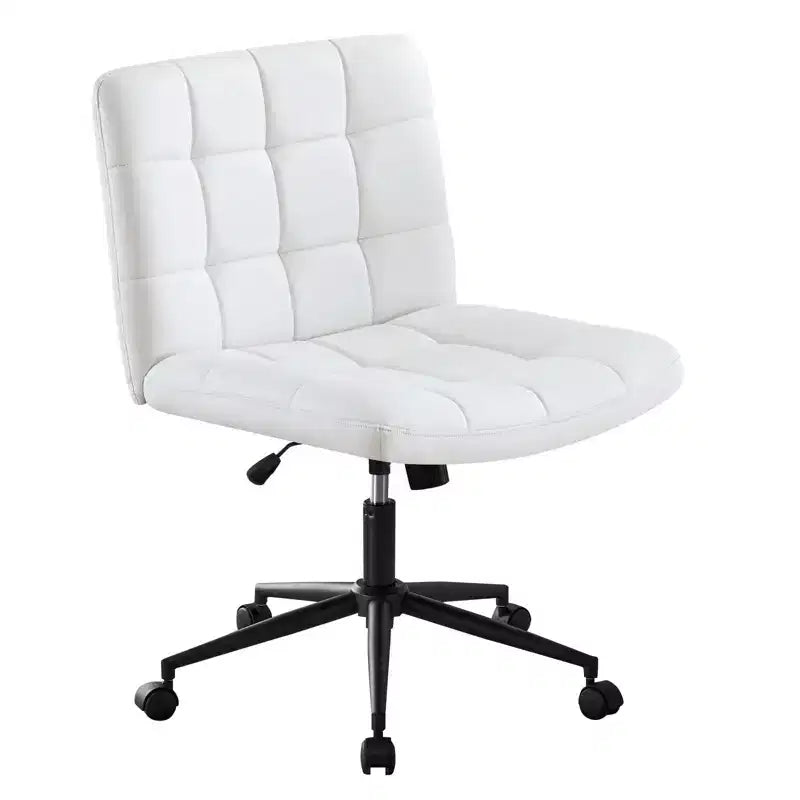 Okak 360 Swivel Home Office Desk Chairs, Armless Computer Chair with Adjustable Height and Wheels, Comfy Chair for Study, Reading Room