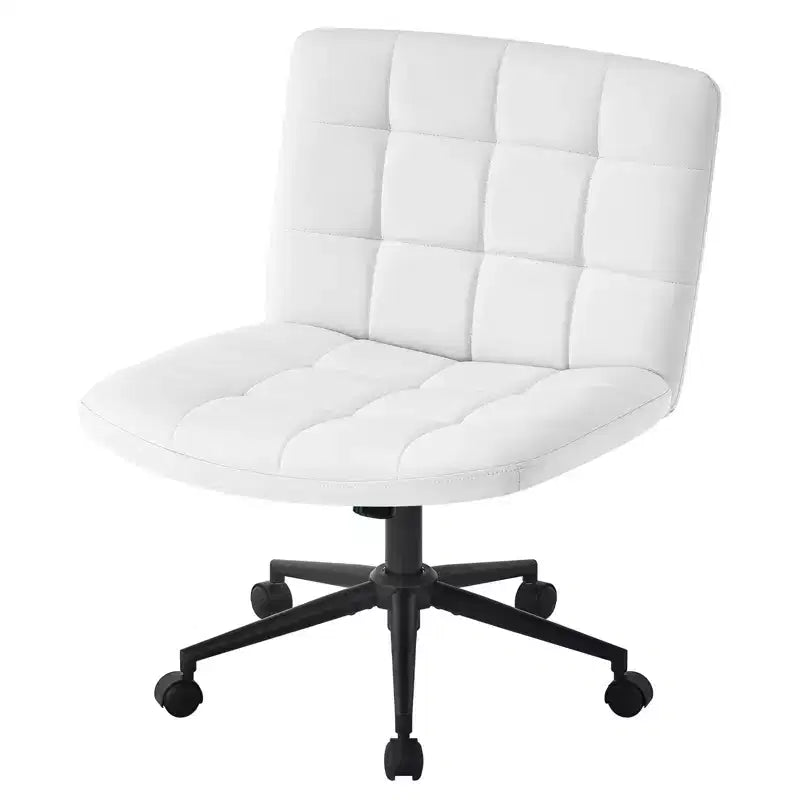 Okak 360 Swivel Home Office Desk Chairs, Armless Computer Chair with Adjustable Height and Wheels, Comfy Chair for Study, Reading Room