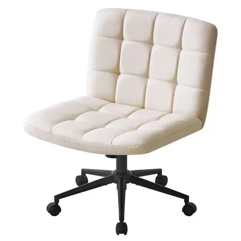 Okak 360 Swivel Home Office Desk Chairs, Armless Computer Chair with Adjustable Height and Wheels, Comfy Chair for Study, Reading Room