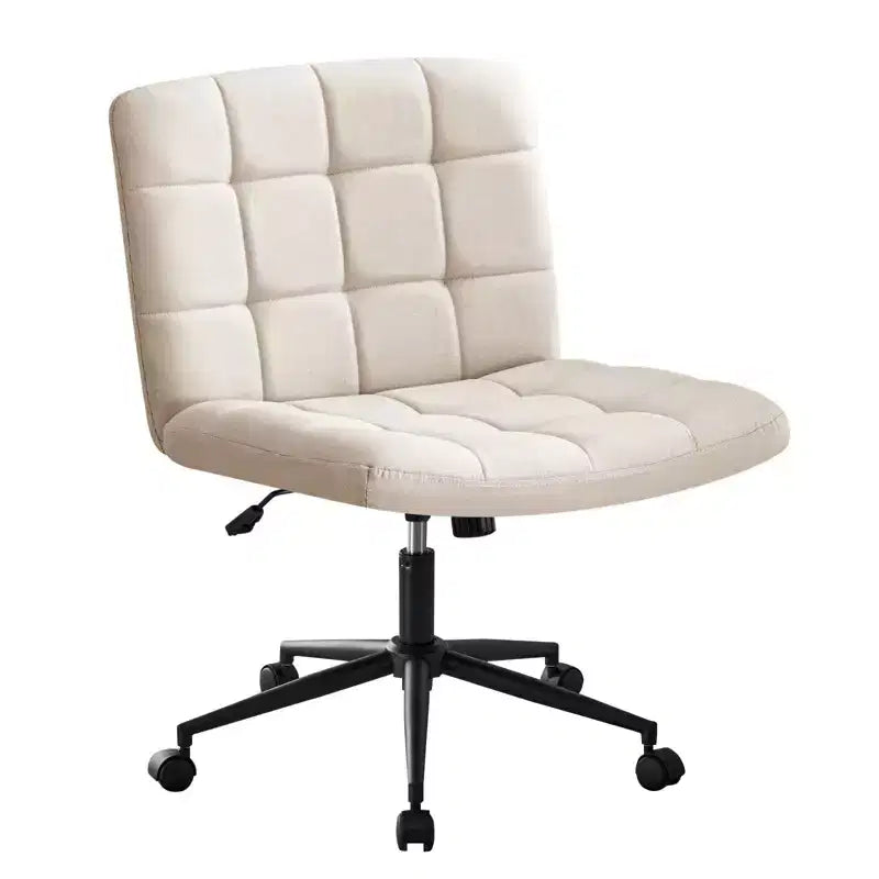 Okak 360 Swivel Home Office Desk Chairs, Armless Computer Chair with Adjustable Height and Wheels, Comfy Chair for Study, Reading Room