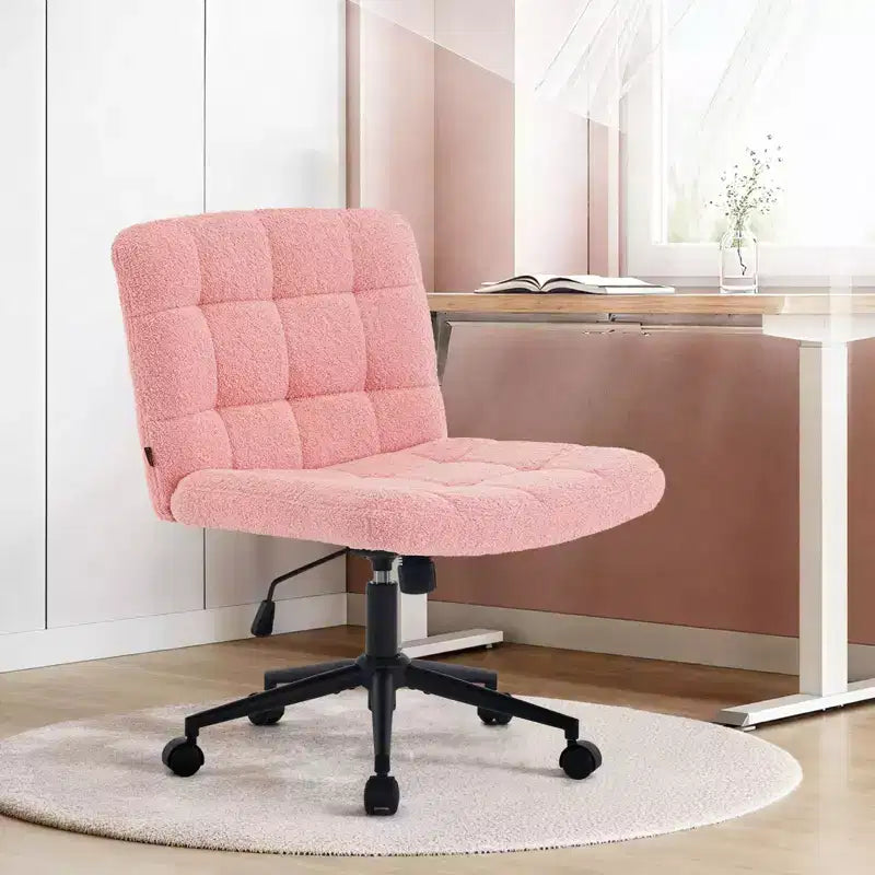 Okak 360 Swivel Home Office Desk Chairs, Armless Computer Chair with Adjustable Height and Wheels, Comfy Chair for Study, Reading Room