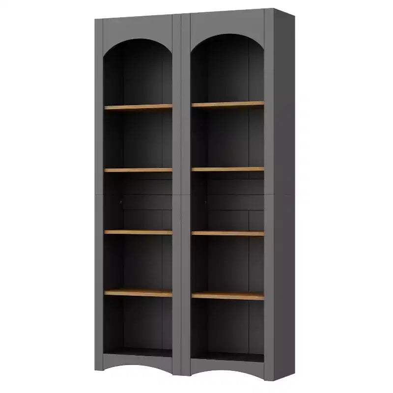 Okak Modern Bookshelf, Storage Shelves with 8 Adjustable Shelves, Freestanding Storage Organizer Set of 2 for Living Room, Office