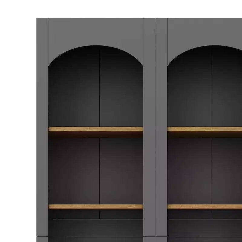 Okak Modern Bookshelf, Storage Shelves with 8 Adjustable Shelves, Freestanding Storage Organizer Set of 2 for Living Room, Office