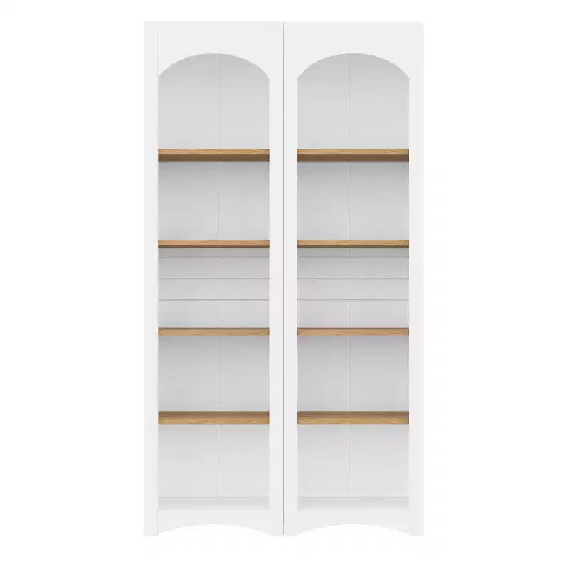 Okak Modern Bookshelf, Storage Shelves with 8 Adjustable Shelves, Freestanding Storage Organizer Set of 2 for Living Room, Office