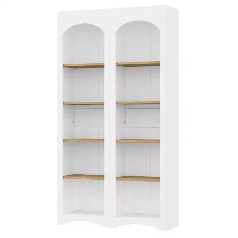 Okak Modern Bookshelf, Storage Shelves with 8 Adjustable Shelves, Freestanding Storage Organizer Set of 2 for Living Room, Office