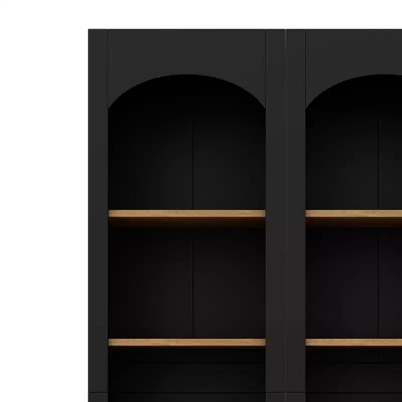 Okak Modern Bookshelf, Storage Shelves with 8 Adjustable Shelves, Freestanding Storage Organizer Set of 2 for Living Room, Office
