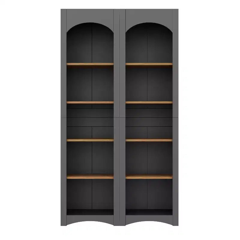 Okak Modern Bookshelf, Storage Shelves with 8 Adjustable Shelves, Freestanding Storage Organizer Set of 2 for Living Room, Office