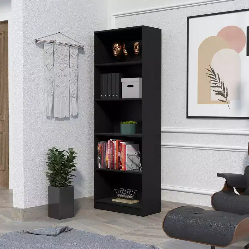 Okak Minimalism Bookshelf, Display Case with 5 Open Shelves, Freestanding Storage Organizer for Living Room, Office