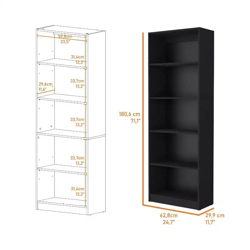 Okak Minimalism Bookshelf, Display Case with 5 Open Shelves, Freestanding Storage Organizer for Living Room, Office