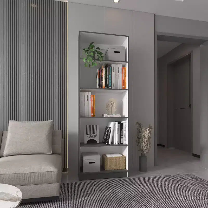 Okak Minimalism Bookshelf, Display Case with 5 Open Shelves, Freestanding Storage Organizer for Living Room, Office