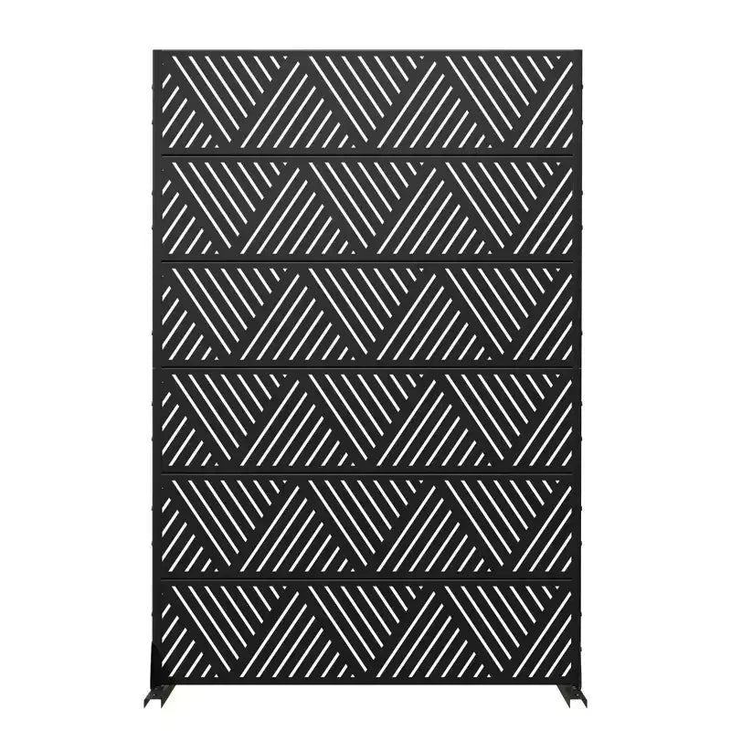 MAYEERTY Triangular Prismatic Light Black Galvanized Steel Screen Outdoor and Indoor Divider with Free Standing Decorative Privacy Screen