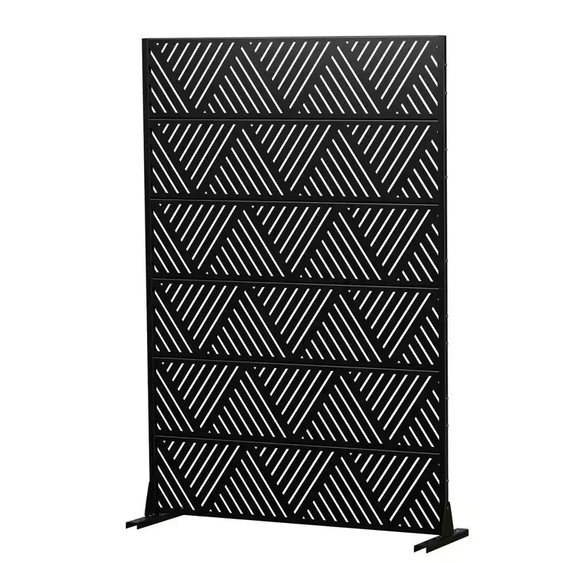 MAYEERTY Triangular Prismatic Light Black Galvanized Steel Screen Outdoor and Indoor Divider with Free Standing Decorative Privacy Screen