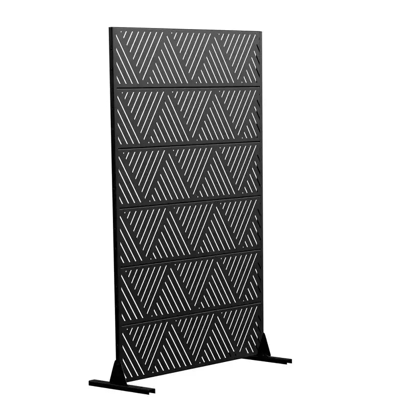 MAYEERTY Triangular Prismatic Light Black Galvanized Steel Screen Outdoor and Indoor Divider with Free Standing Decorative Privacy Screen