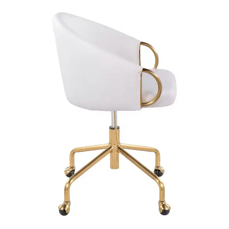 Okak Executive Office Chair with Adjustable Height, Desk Chair with Golden Armrest and Base, Criss Cross Chair for Home, Office