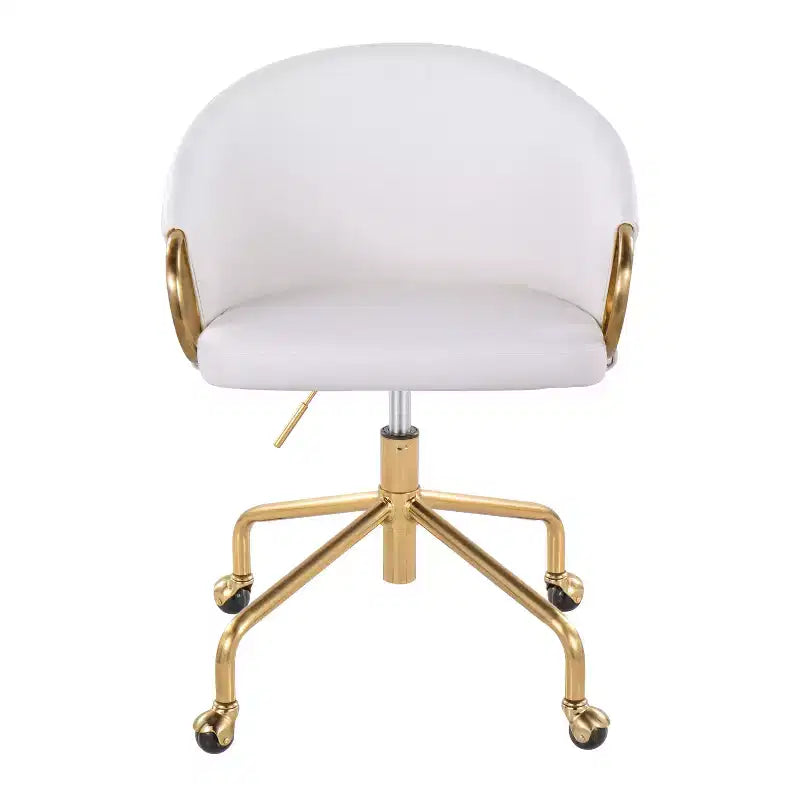 Okak Executive Office Chair with Adjustable Height, Desk Chair with Golden Armrest and Base, Criss Cross Chair for Home, Office