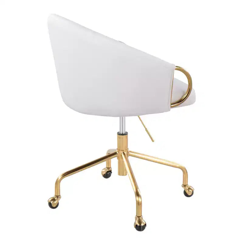 Okak Executive Office Chair with Adjustable Height, Desk Chair with Golden Armrest and Base, Criss Cross Chair for Home, Office