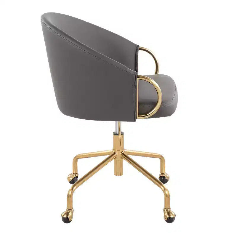Okak Executive Office Chair with Adjustable Height, Desk Chair with Golden Armrest and Base, Criss Cross Chair for Home, Office