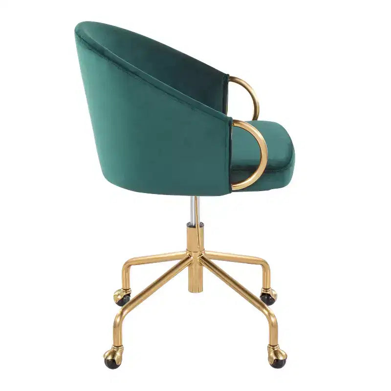 Okak Executive Office Chair with Adjustable Height, Desk Chair with Golden Armrest and Base, Criss Cross Chair for Home, Office
