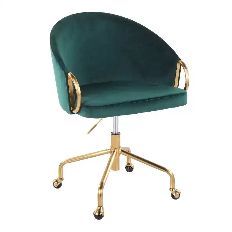 Okak Executive Office Chair with Adjustable Height, Desk Chair with Golden Armrest and Base, Criss Cross Chair for Home, Office